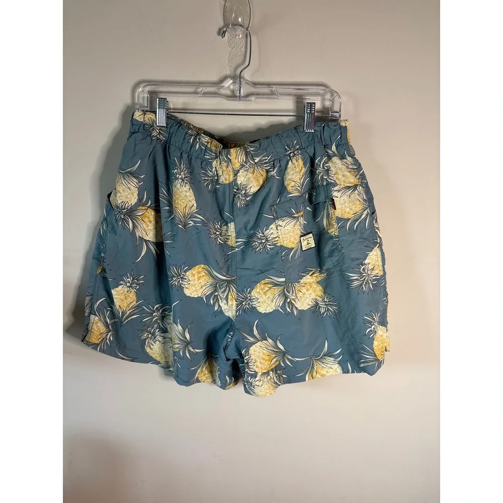 Tommy Bahama Mens Blue Pineapple Print Swim Trunks Bungalow Cargo Shorts L